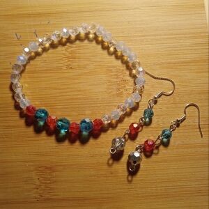 Multicolor Beaded Bracelet and Earrings Set